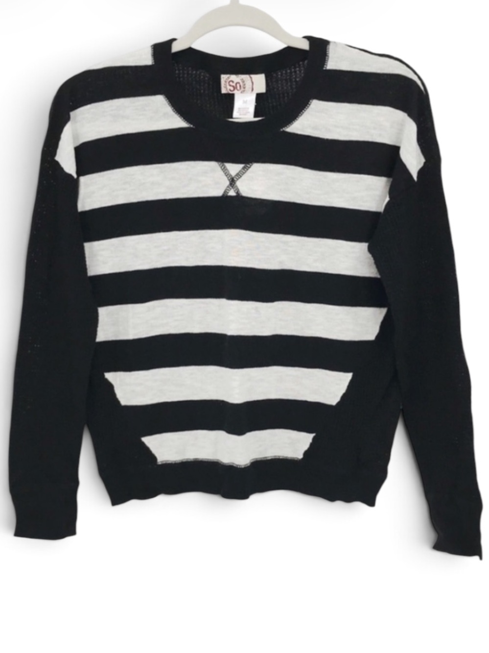 SO Striped Waffle Knit Sweater Top
